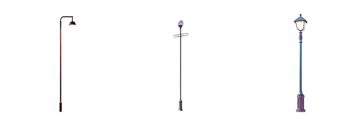 Png Set lonely street light pole on transparent background - Powered by Adobe