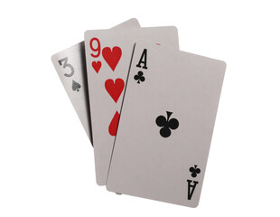Cards in flying isolated on white, clipping path