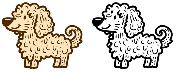 Doodle style cute dog vector illustration, Hungarian sheepdog doodle style, fluffy dog in doodle style stock vector image