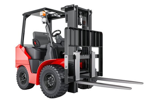 Forklift, industrial truck, lift truck, forklift truck, 3D rendering isolated on transparent background