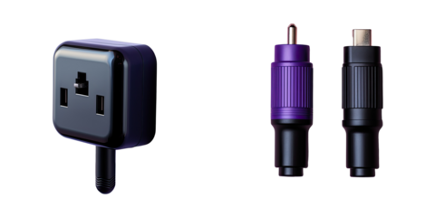 Png Set Isolated black adapter made of plastic transparent background