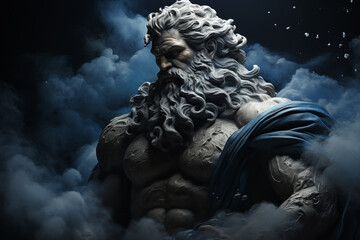 Zeus main Olympian god in Greek mythology, the god of thunder and lightning. third son of the titan Cronus and the titanic Rhea. One of 12 supreme Olympic gods who live on Olympus, the Greek gods. - obrazy, fototapety, plakaty