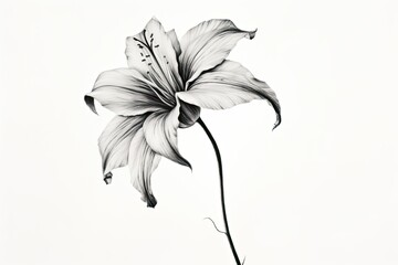 Fototapeta premium Essence of Nature's Beauty: Minimalist Wildflower Sketches with Delicate Lines, generative AI