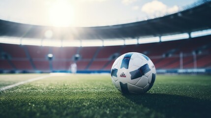 Obraz premium Football, soccer ball in an empty stadium