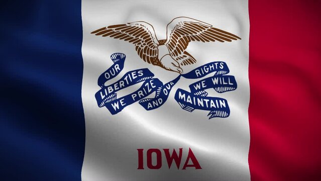 Iowa flag waving animation, perfect loop, official colors, 4K video