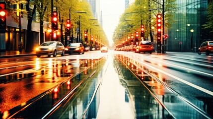 Fototapeta na wymiar Close-up of city streets after rain