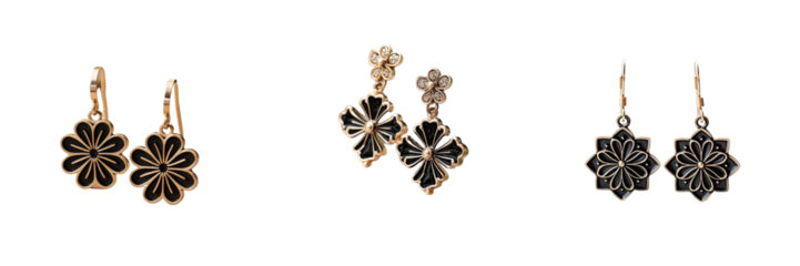 Png Set Black clover earrings against transparent background