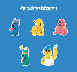 cute dog activities illustration sticker set