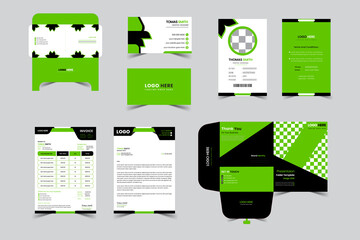 Corporate identity modern business office stationery set design with Illustrations