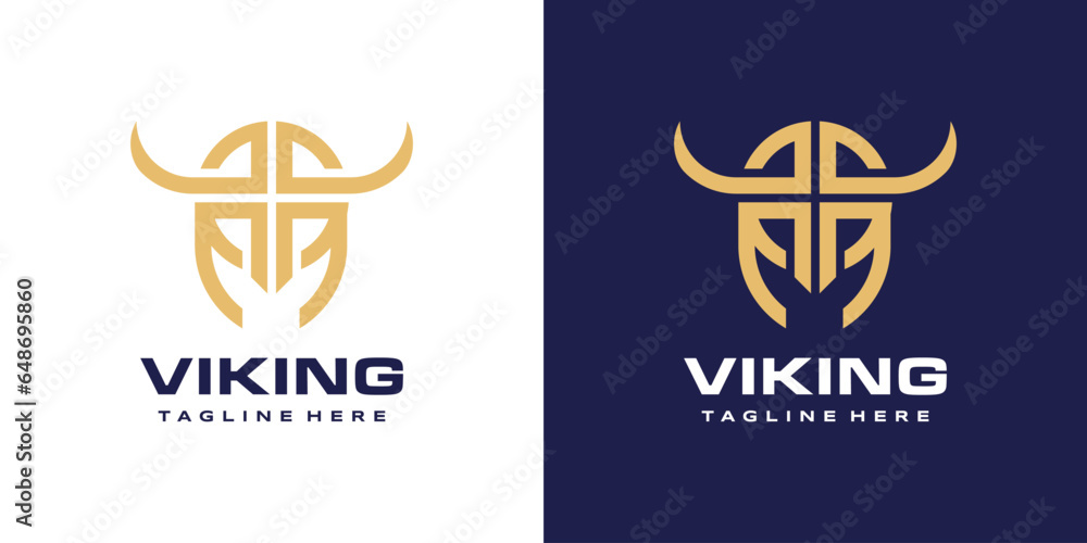 Wall mural viking helmet horn logo bold