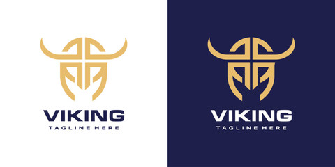 Viking Helmet Horn Logo Bold