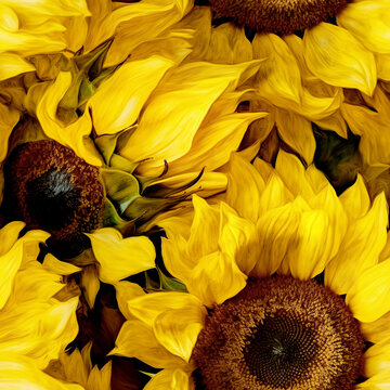 Seamless pattern with sunflowers. Summer background
