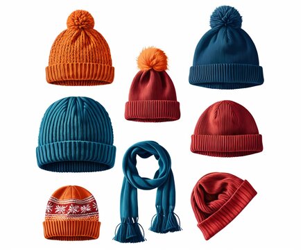 Winter or autumn headwear collection. Vectors