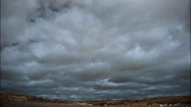 looped video of gray autumn clouds over a yellow field