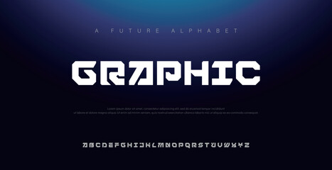 Graphic Sport Modern Alphabet Font. Typography urban style fonts for technology, digital, movie logo design. vector illustration