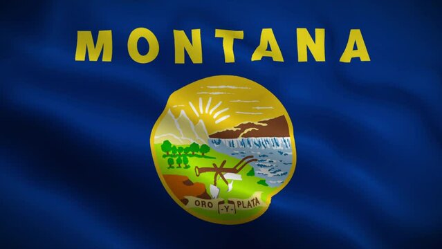 Montana flag waving animation, perfect loop, official colors, 4K video