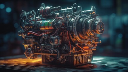 Fototapeta premium Vintage Steam-Powered Locomotive: A Majestic Industry Relic Revived, generative AI