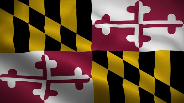 Maryland flag waving animation, perfect loop, official colors, 4K video