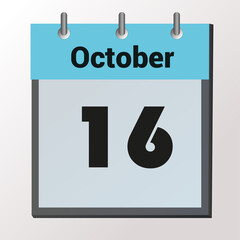vector calendar page with date October 16, light colors