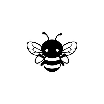 Tiny honey bee. Kawaii style. Easy drawing line work. Simple vector isolated on white background. Mini design for t-shirt, tattoo, invitation, emblem, stickers.