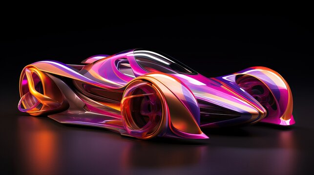 Avant-Garde Electric Concept Car with Fluid Lines and Iridescent Color Scheme