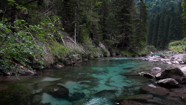 Summer landscape on the Dolomite lakes of Amola