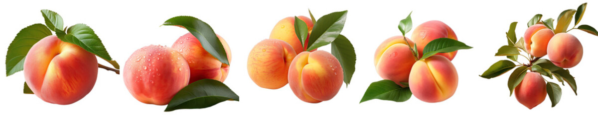 Png Set Peaches separated transparent background