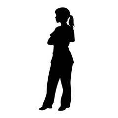 nurse silhouette black white vector illustration