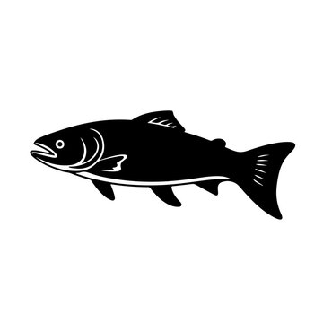 recommend clip art: trout silhouette black white vector illustration