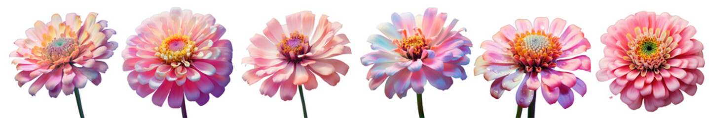 Png Set Large zinnia flowers transparent background