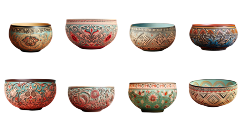 Png Set Beautiful Thai handicraft bowl transparent background
