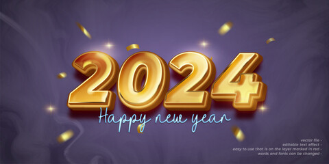 New year banner, holiday celebration with 2024 numbers on dark background