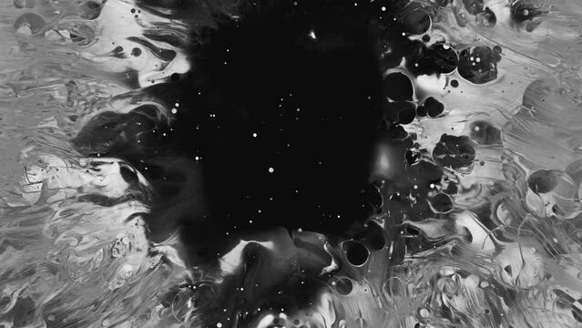 Water stains. Black oil splash. Dark wet spots floating dirty splatters paint spreading liquid floating abstract dynamic background.