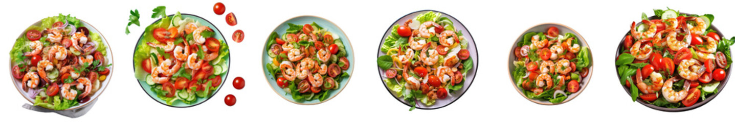 Png Set Healthier shrimp salad for weight loss combining greens and tomatoes transparent background
