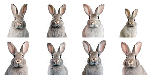 Png Set Studio photograph of a domestic gray rabbit with big ears on a light transparent background