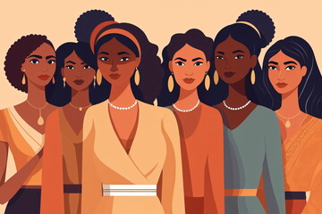Etnisch unterschiedliche Frauen stehen zusammen