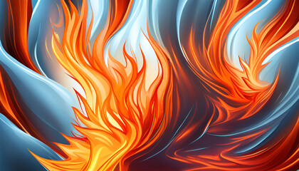 Colorful abstract wave of fire lines - Generative AI