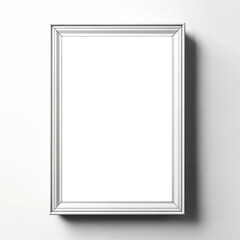 White vertical wood picture frame with cut canvas