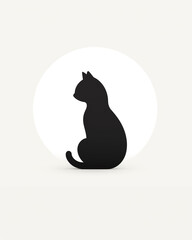 minimalist black cat on white background for logo