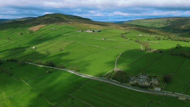 Scenic aerial view in Yorkshire Dales
