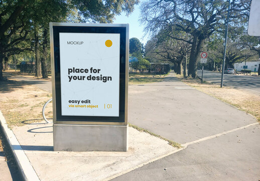 Billboard Sign Street Park Mockup 04