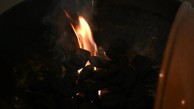 Carb&oacute;n con fuego para asador