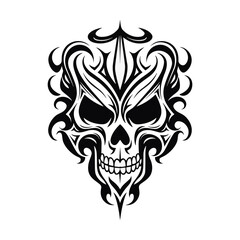 Artistic metal skull. Suitable with hard rock, scary, and metal design needs.