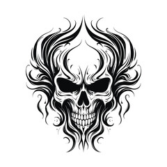 Artistic metal skull. Suitable with hard rock, scary, and metal design needs.