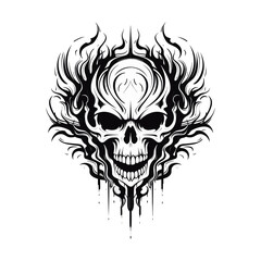 Artistic metal skull. Suitable with hard rock, scary, and metal design needs.