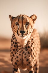 Close-Up Portrait of Cheetah in Sahara Desert