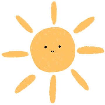 Hand drawn Sun cartoon character  illustration.