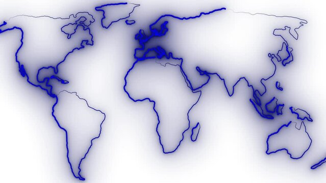 World Map Borders Outline Loop Background. earth map stock line animation background . rs_ 1664