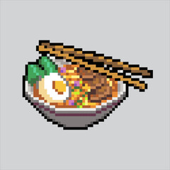 Pixel art illustration Ramen. Pixelated Ramen Food. Delicious Japanese Ramen Food icon pixelated
for the pixel art game and icon for website and video game. old school retro.