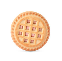 Tasty sandwich cookie with cream isolated on white